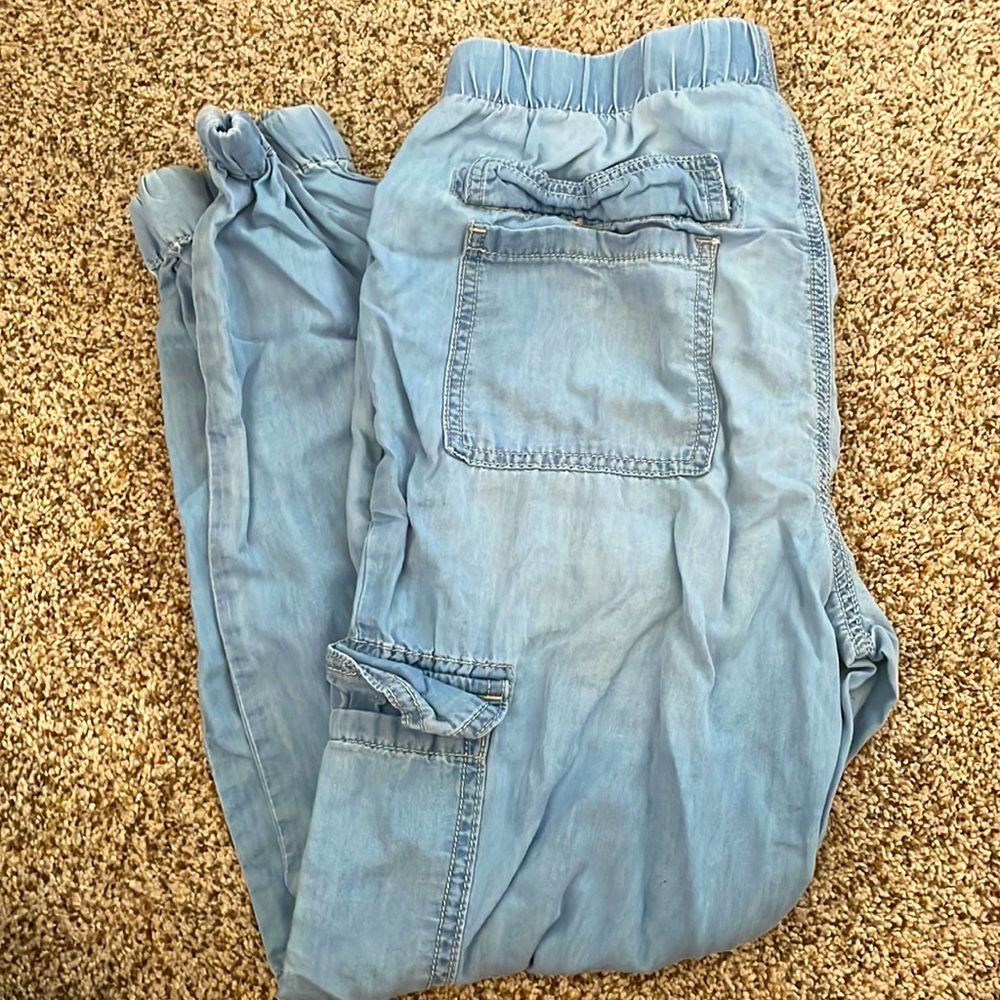 Stretch jogger fake denim pants